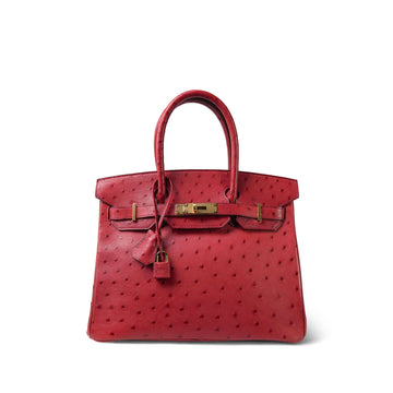 Birkin 30 Rouge Vif Ostrich  X Stamp