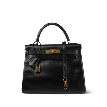 Kelly 28 Retourne Black Box Calfksin  (W) Stamp