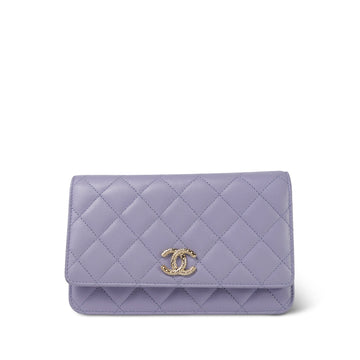 24A Purple leather Quilted Wallet on Chain WOC LGHW