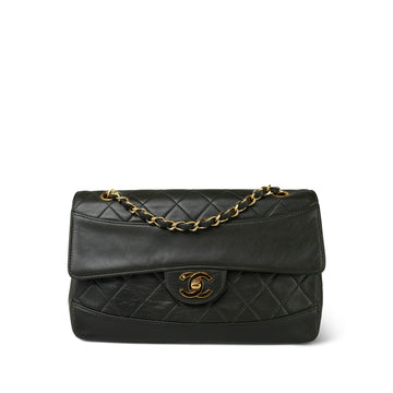 Dark Green/Khaki leather Quilted Border Single Flap Gold Hardware