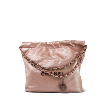22A Metallic Pink / Rose leather Quilted 22 Small Hobo Bag