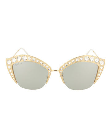 Gucci Womens Cat Eye Gold Silver Fashion Designer Eyewear