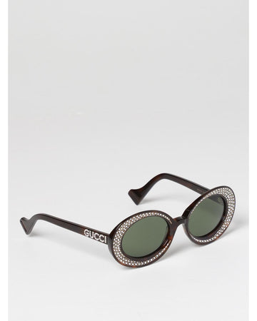 Gucci Oval Rhinestone Sunglasses Women White