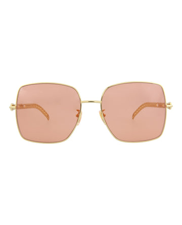Gucci Womens Square/Rectangle Gold Gold Orange Fashion Designer Eyewear