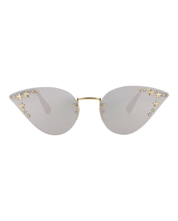 Gucci Womens Cat Eye Gold Gold Silver Fashion Designer Eyewear