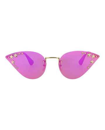 Gucci Womens Cat Eye Gold Gold Pink Fashion Designer Eyewear