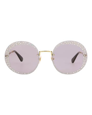 Gucci Womens Round/Oval Gold Gold Violet Fashion Designer Eyewear