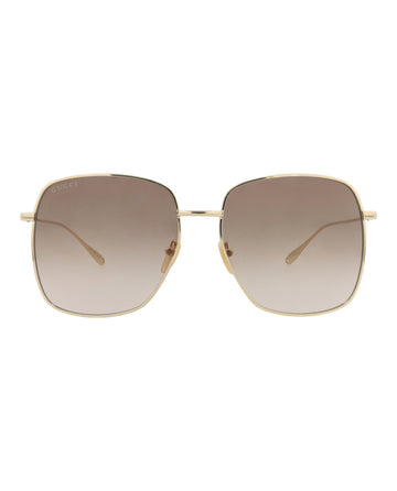 Gucci Womens Square/Rectangle Gold Gold Brown Fashion Designer Eyewear