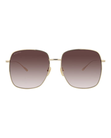 Gucci Womens Square/Rectangle Gold Gold Red Fashion Designer Eyewear