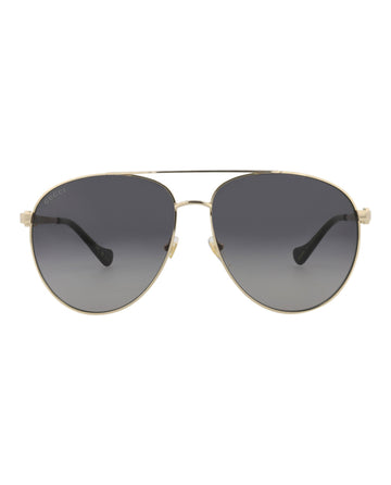Gucci Womens Aviator Gold Gold Grey Fashion Designer Eyewear