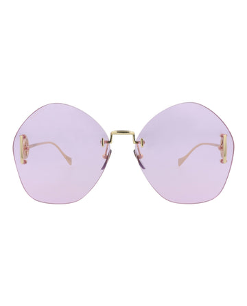 Gucci Womens Round/Oval Gold Gold Violet Fashion Designer Eyewear