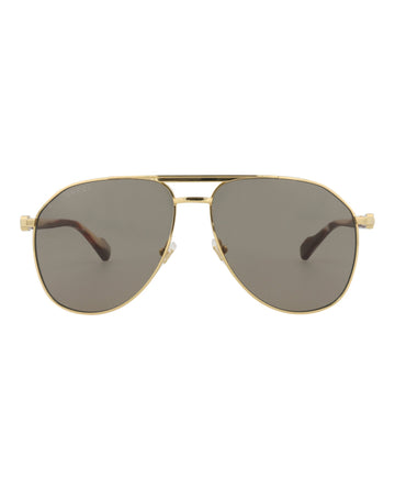 Gucci Mens Aviator Gold Gold Brown Fashion Designer Eyewear