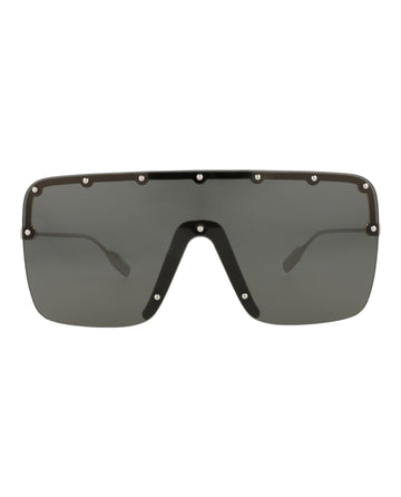 Gucci Unisex Shield/Wrap Gold Silver Grey Fashion Designer Eyewear