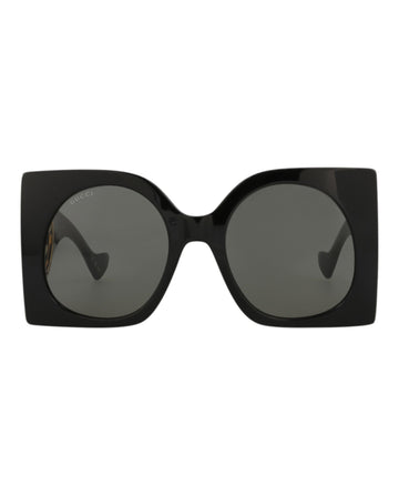 Gucci Womens Square/Rectangle Black Black Grey Fashion Designer Eyewear
