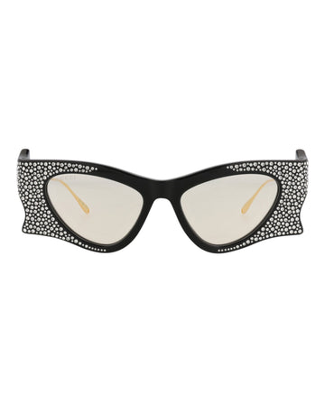 Gucci Womens Cat Eye Black Gold Yellow Fashion Designer Eyewear