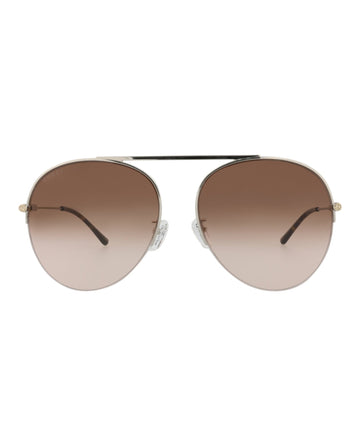 Gucci Womens Aviator Silver Silver Brown Fashion Designer Eyewear