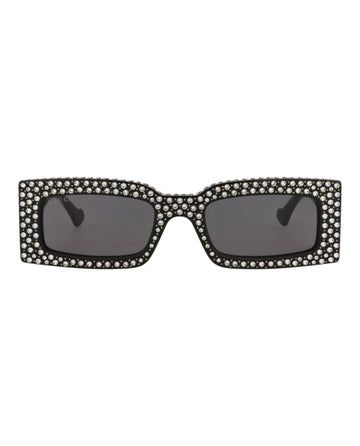 Gucci Womens Square/Rectangle Black Black Grey Fashion Designer Eyewear