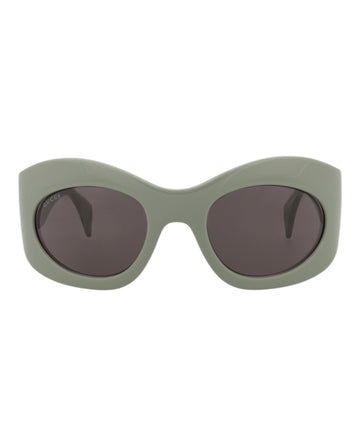 Gucci Unisex Shield/Wrap Green Green Grey Fashion Designer Eyewear