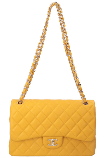 CHANEL Large Double Flap Bag Caviar Yellow