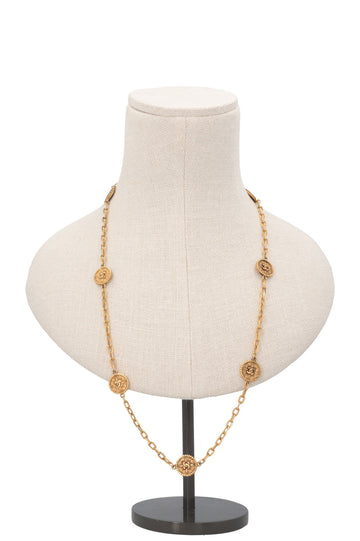 CHANEL Medallion Necklace Gold