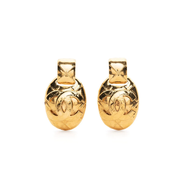 Diamond Quilted Gold Clip-on Earrings