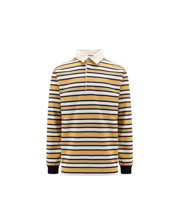 Gucci Striped Long Sleeve Polo Shirt Men Yellow