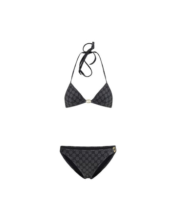 Gucci Monogram Bikini Tie Closure Women Gray Swimwear