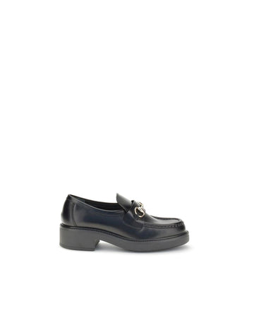 Gucci Block Heel Leather Loafer Men Black