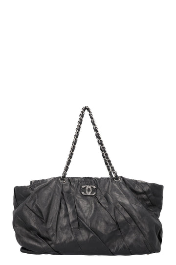 CHANEL Large CC Tote Bag Leather Black