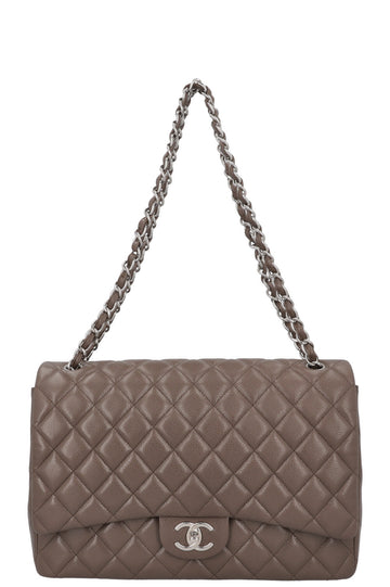 CHANEL Timeless Maxi Double Flap Khaki Caviar