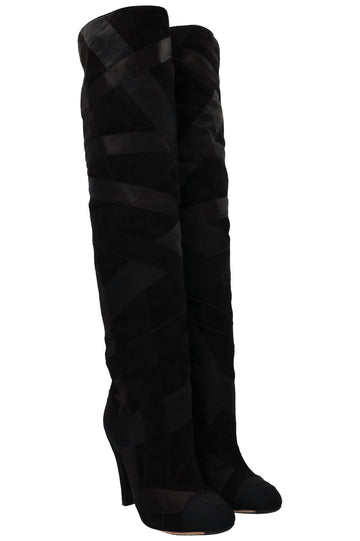 CHANEL 2017 Cosmopolite CC Overknee Boots Black