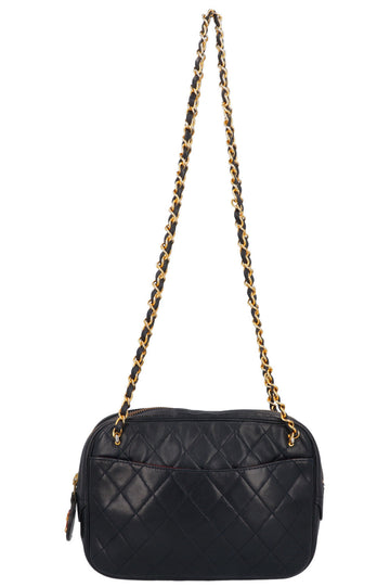 CHANEL Quilted Logo Shoulder Bag Navy