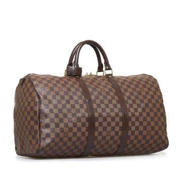 Louis Vuitton Keepall 50 Damier Ebene Leather/canvas