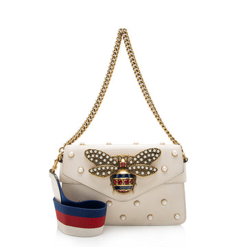 Gucci Calfskin Pearl Bee Broadway Mini Shoulder New 1:1 Bags (SHF-16367)