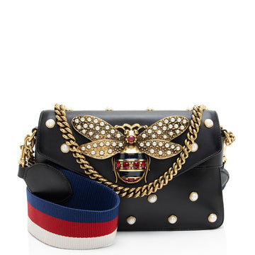 Gucci Calfskin Pearl Bee Broadway Mini Shoulder New 1:1 Bags