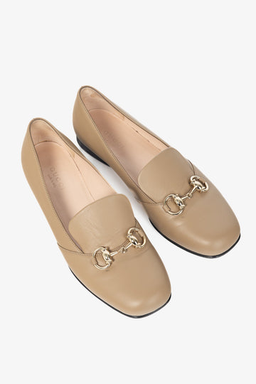Gucci Beige Horsebit Leather Loafers