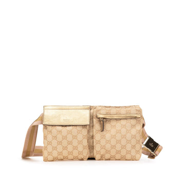 Gucci GG Canvas Web Double Pocket Belt New 1:1 Bags
