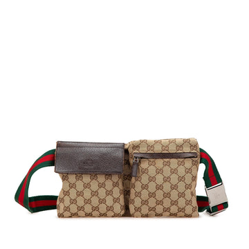 Gucci GG Canvas Web Double Pocket Belt New 1:1 Bags