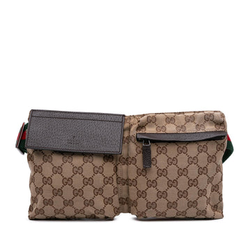 Gucci GG Canvas Web Double Pocket Belt New 1:1 Bags