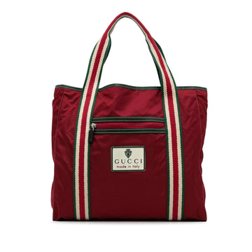 Gucci GG Nylon Crest Sherry Line Web Tote (SHG-Bio25q)