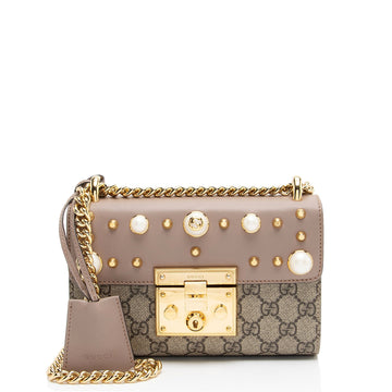Gucci GG Supreme Pearl Stud Padlock Small Shoulder New 1:1 Bags