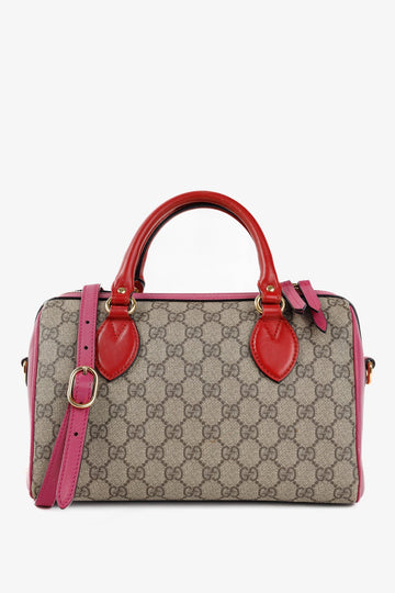 Gucci Beige & Ebony Multicoloured GG Supreme Canvas Top Handle Bag