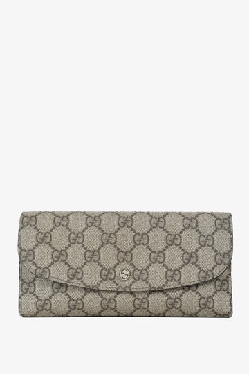 Gucci Brown Ivory GG Supreme Monogram Continental Wallet