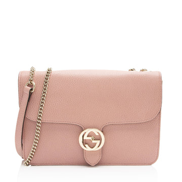 Gucci Grained Calfskin Interlocking G Medium Shoulder New 1:1 Bags