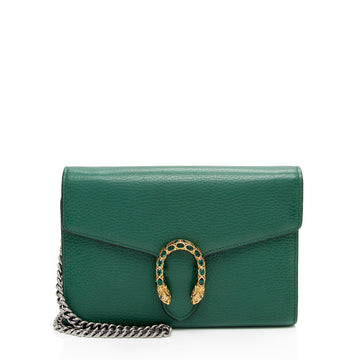 Gucci Leather Crystal Dionysus Chain Wallet (SHF-lfofdz)