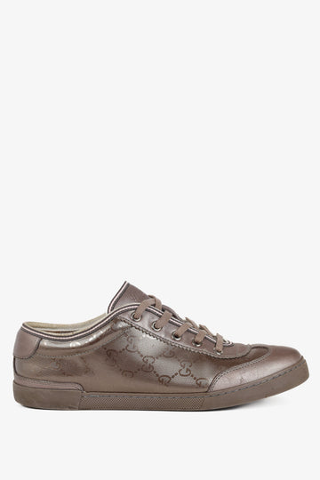 Gucci New Mauve GG Imprime & Miro Soft Metallic Leather Sneakers