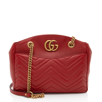 Gucci Matelasse Leather GG Marmont Medium Open Shoulder New 1:1 Bags