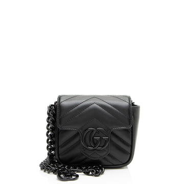 Gucci Matelasse Leather GG Marmont Monochrome Square Chain Belt New 1:1 Bags