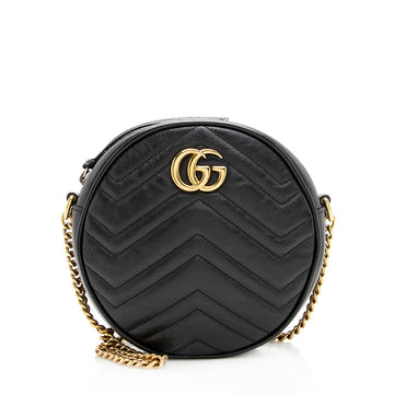 Gucci Matelasse Leather GG Marmont Round Mini Shoulder New 1:1 Bags (SHF-19018)
