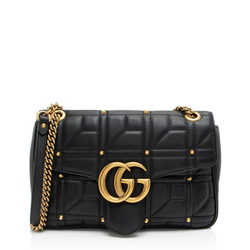Gucci Matelasse Leather GG Marmont Studded Medium Flap Shoulder New 1:1 Bags